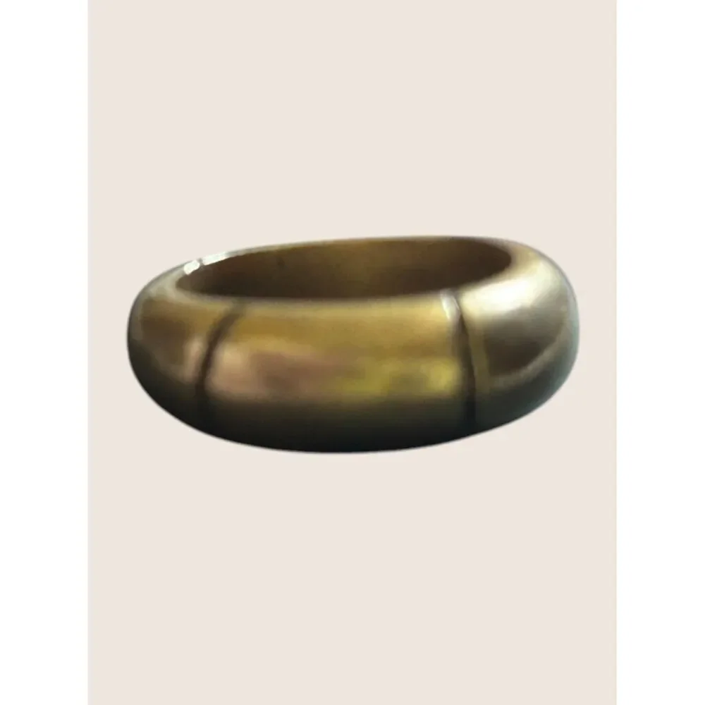 ✨ CHUNKY BRASS STATEMENT RING BRUTALIST MODERNIST SEGMENTED PUFFY DOMED SZ 7